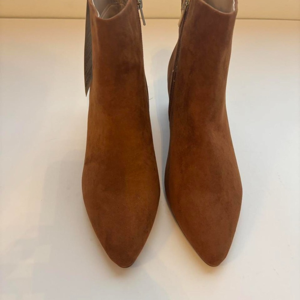 Elegant Tan Suede Ankle Booties - Picture 3 of 5